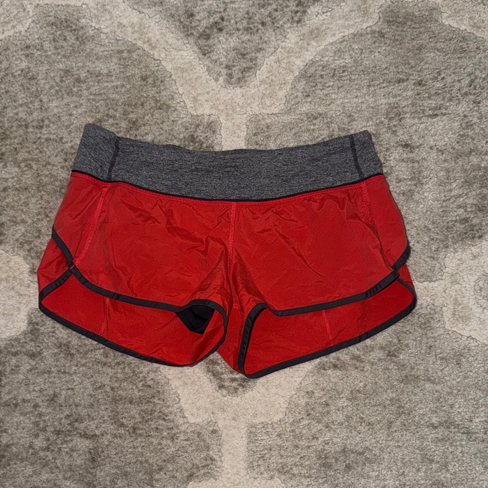 lululemon athletica Red and Gray Women's Athletic Shorts